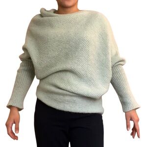 Wooden Ships ribbed knit asymmetrical batwing sleeve poncho Mohair/ Wool sweater